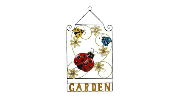 Hanging Ladybug Garden Sign
