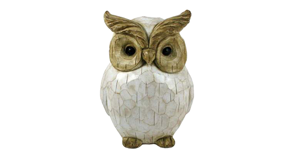 Distressed White Carved Owl