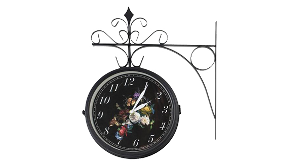 Double Sided Floral Outdoor Clock/Thermometer