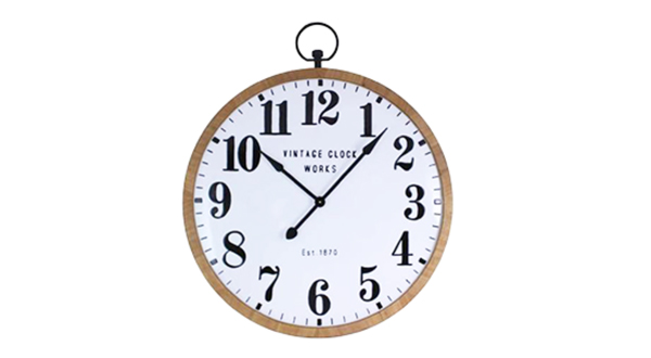 Round Clock With White Face and Wood Trim - SOLD OUT
