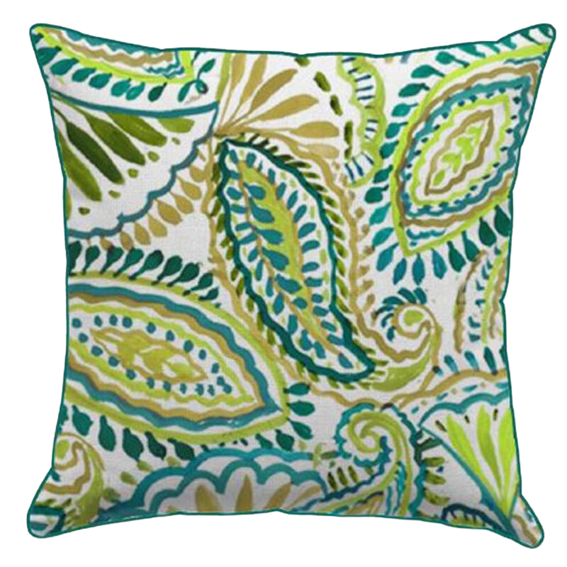 Outdoor Pillow - Green Paisley