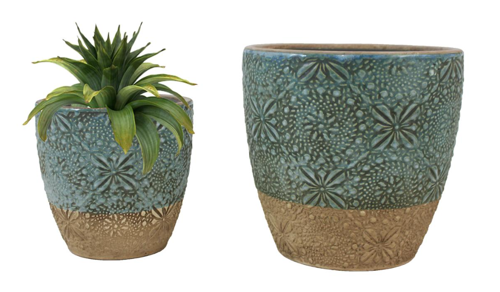 2- Tone Ceramic Pots - Set of 2